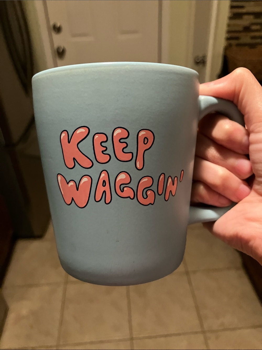 Grounds and Hounds Keep Waggin’ Pink and Blue Coffee Mug